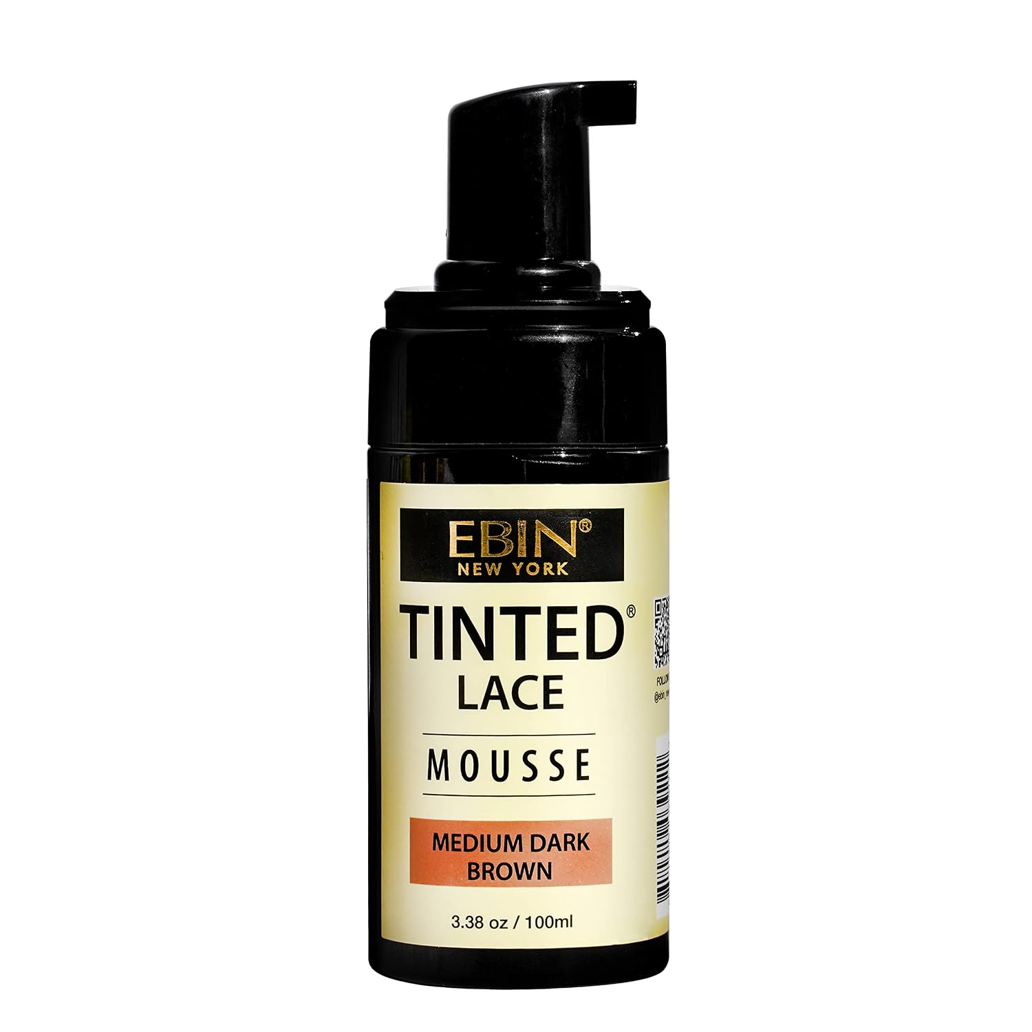 EBIN NEW YORK TINTED LACE MOUSSE - Medium Dark Brown, 3.38oz/ 100ml | Lightweight Foam with Highly Pigmented, Perfect Matching with Flawless Finish