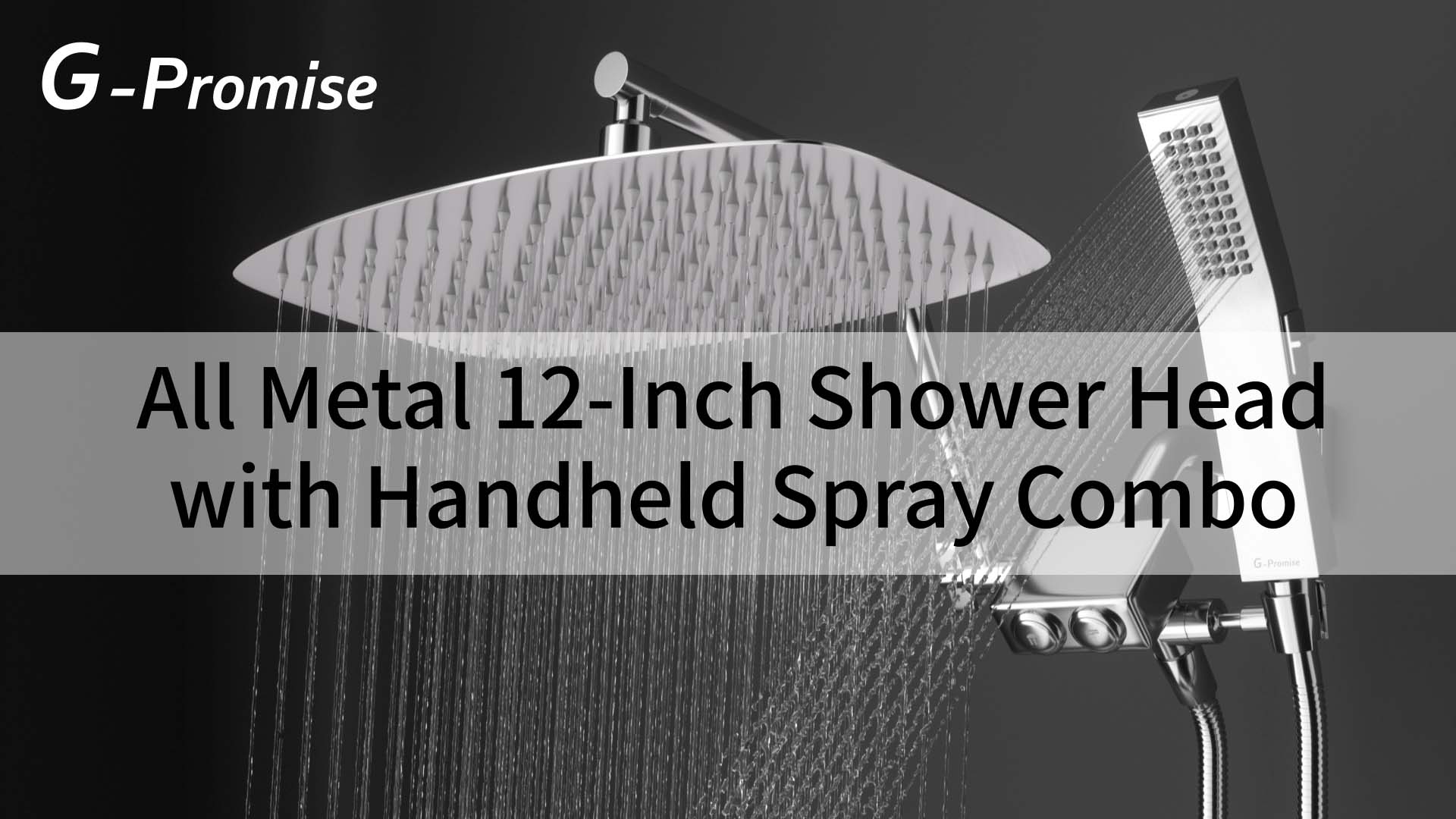 Regadera con Mano de Cabeza de Ducha Todo Metal de 12 Pulgadas G-Promise | Construcción Total en Metal, Función de Lavado Potente, Ajustable en Altura y Ángulo, Diverter con Botón de Presión, Fácil Instalación miniatura 7