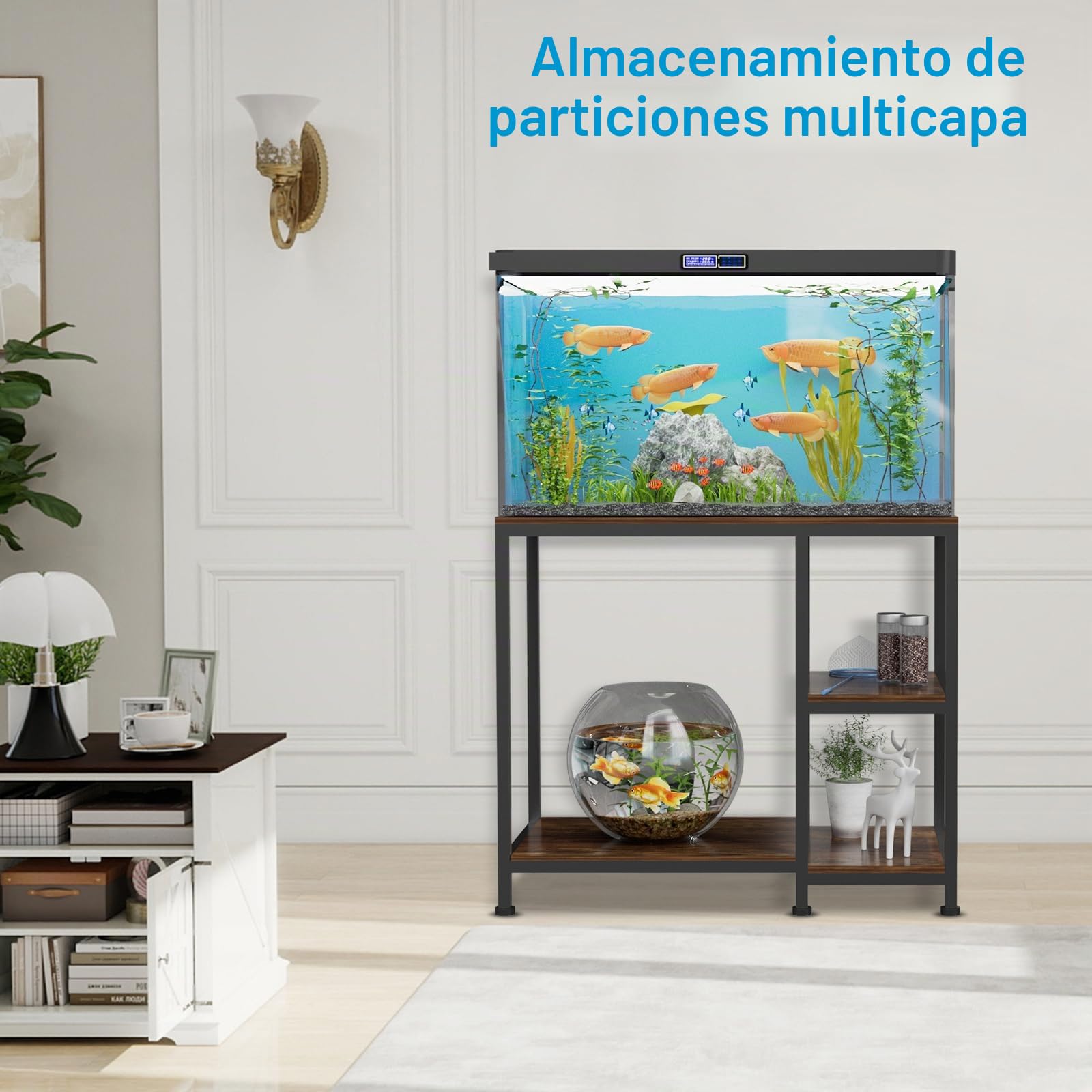VyGrow Soporte de acuario de 40 galones, soporte resistente para peceras de 93 x 47 x 80 cm, estantes de madera de acuario de pie de 330 kg de capacidad de carga para almacenar accesorios de rango de
