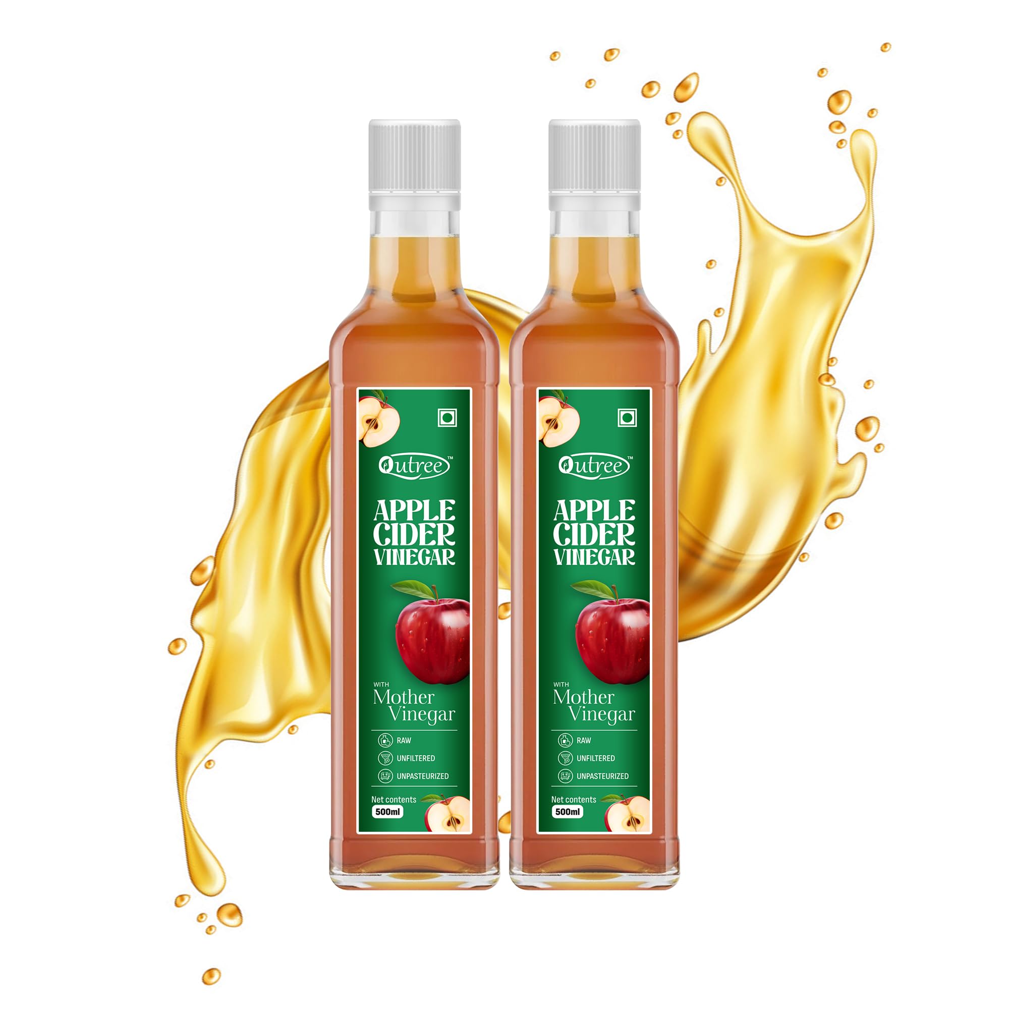 Qutree Himalayan Apple Cider Vinegar (ACV) with Mother | Raw, Unfiltered, Unpasteurized | Naturally Fermented | 2X Strands of Probiotic and Enzymes | Weight Loss | Detoxification - 500ml (Pack of 2) (B0CV27LNRW) Amazon Price History, Amazon Price Tracker