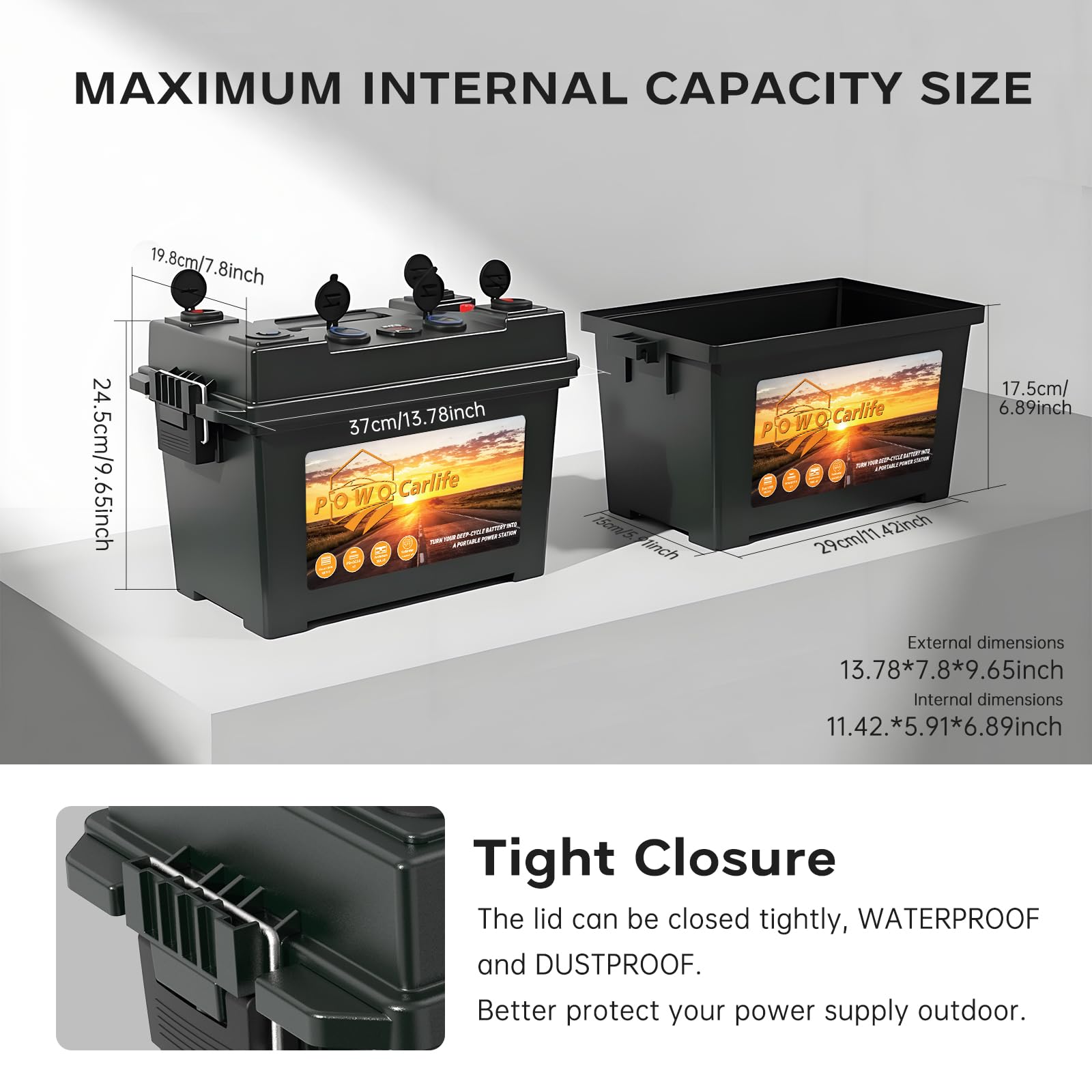 Caja de batería inteligente portátil con motor de arrastre de 12 V – con puerto QC3.0/PD tipo C/enchufe Anderson/voltímetro digital, centro de energía para RV panel solar barco