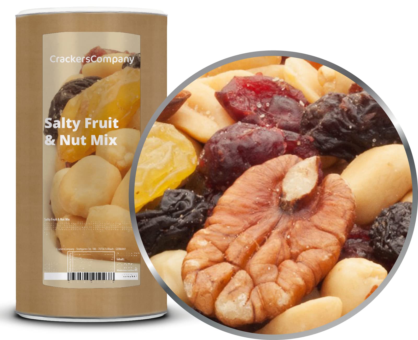 2 x 750g Nussmischung fruchtig gesalzen Nüsse und Früchte mit Paranuss Pecannuss Mandel Cranberry Rosinen 16% Protein