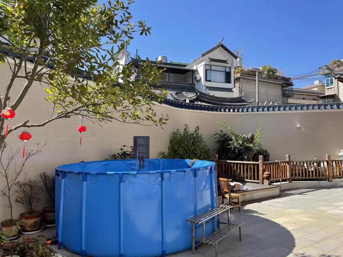 Condition photo showing New/Like New for pool above ground, fish pond liner, aquaculture tank, folding fish pond, fish farming tank for koi pond culture agricultural irrigation 7000l fish pond w9.8x h3.2ft (3m)