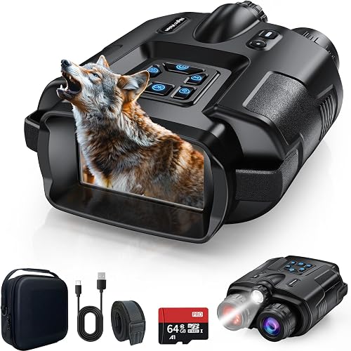 Haokoo Vision Nocturna 4K, Zoom 8X, 600m | Batería 5000mAh recargable, Pantalla 3'' Ultra HD, Protección IP65, Tarjeta 64GB incluida, Ideal caza y camping