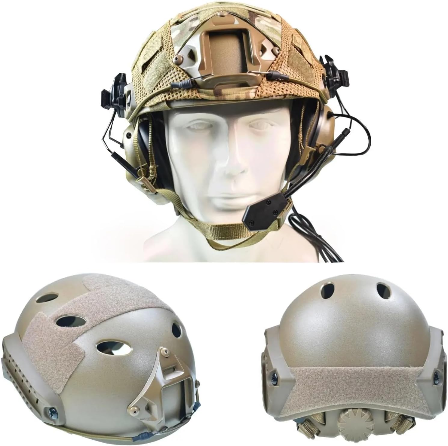 Tactical Airsoft Fast Helmet Set with Headset Helmet Cover Foam Protective Pad Goggles Outdoor Riding Protective Helmet Gear