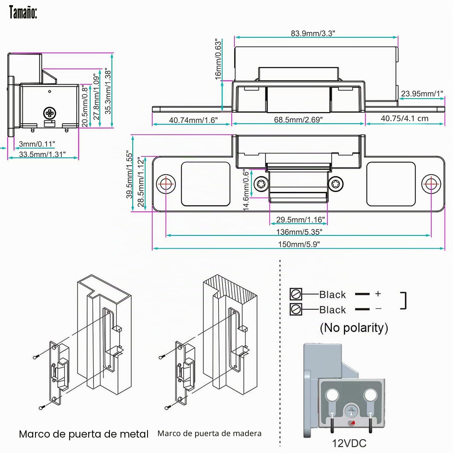 UHPPOTE Control de Acceso a la Puerta con Receptor Inalámbrico de Bloqueo Eléctrica & Kit de Remoto | Golpeador seguro de 12 V para tienda minorista, almacén, habitación oculta