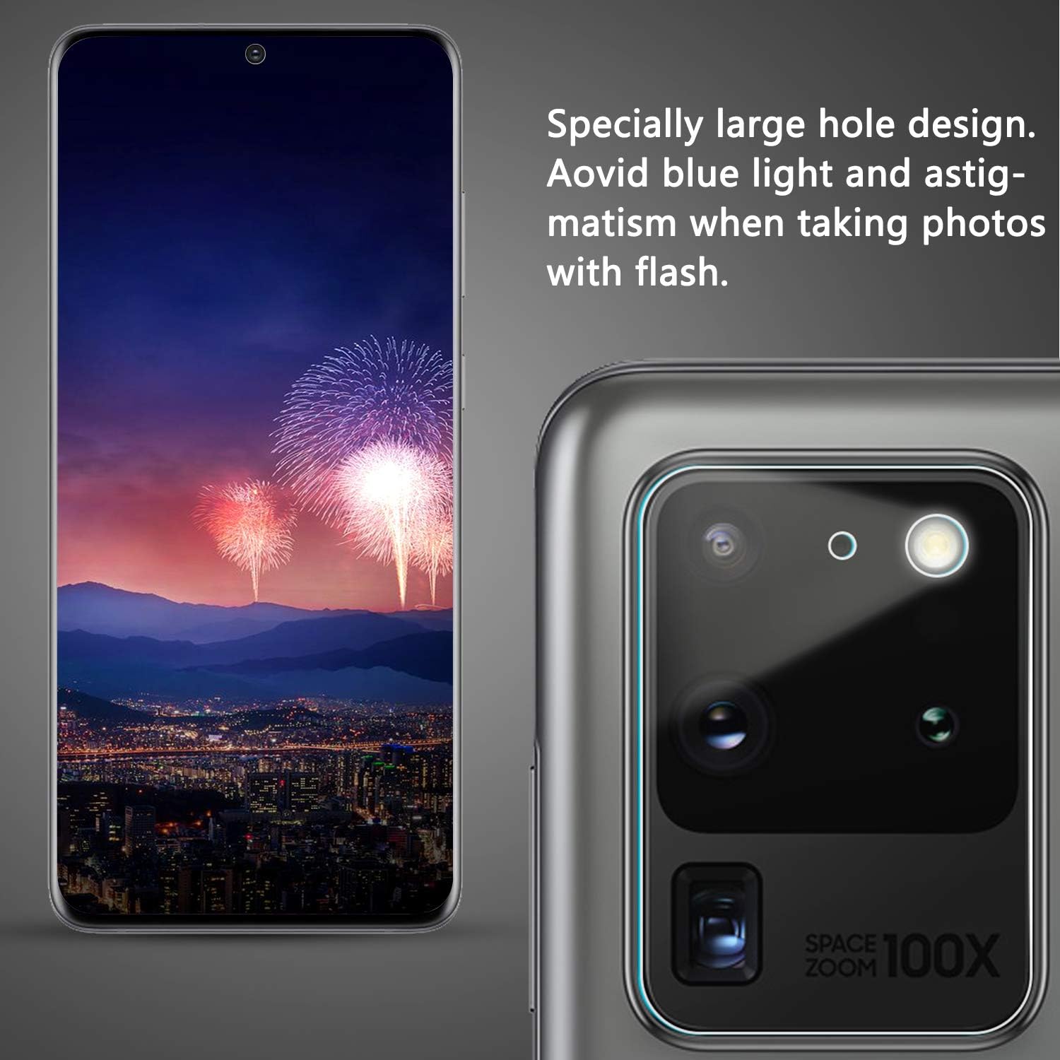 Orzero (4 Pack) Camera Lens Protector Compatible for Samsung Galaxy S20 Ultra, Protector de Cámera Flexible Glass (Not Tempered Glass) (2.5D Arc Edges),HD Anti-Scratch Bubble-Free