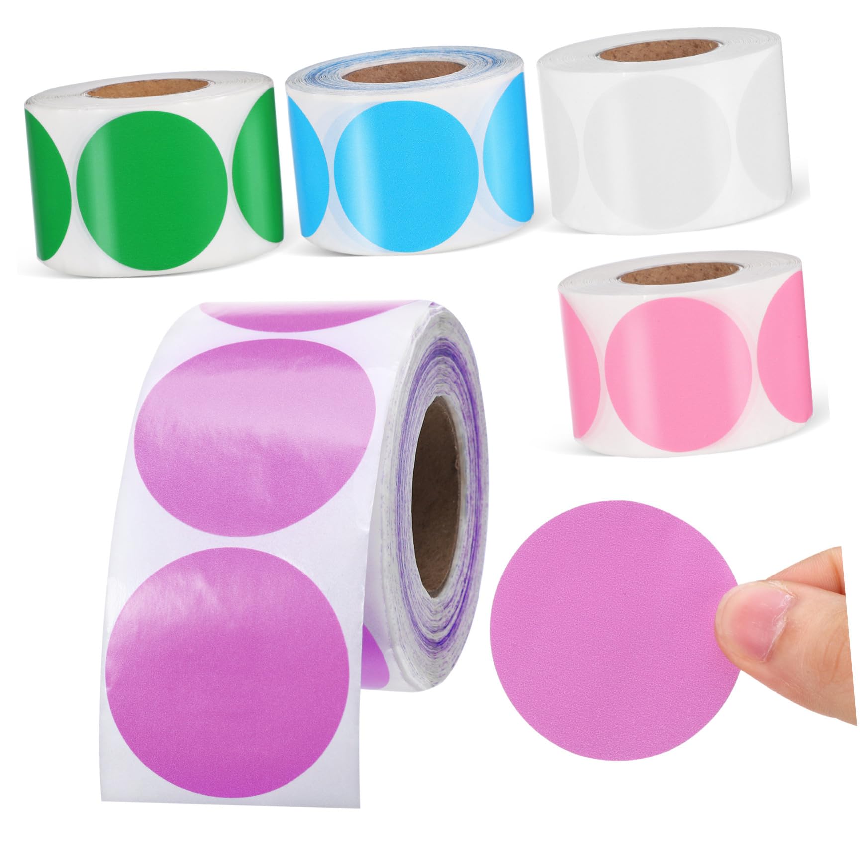 Étiquettes Thermiques Autocollantes Rondes 5 Rouleaux, Papier Thermique