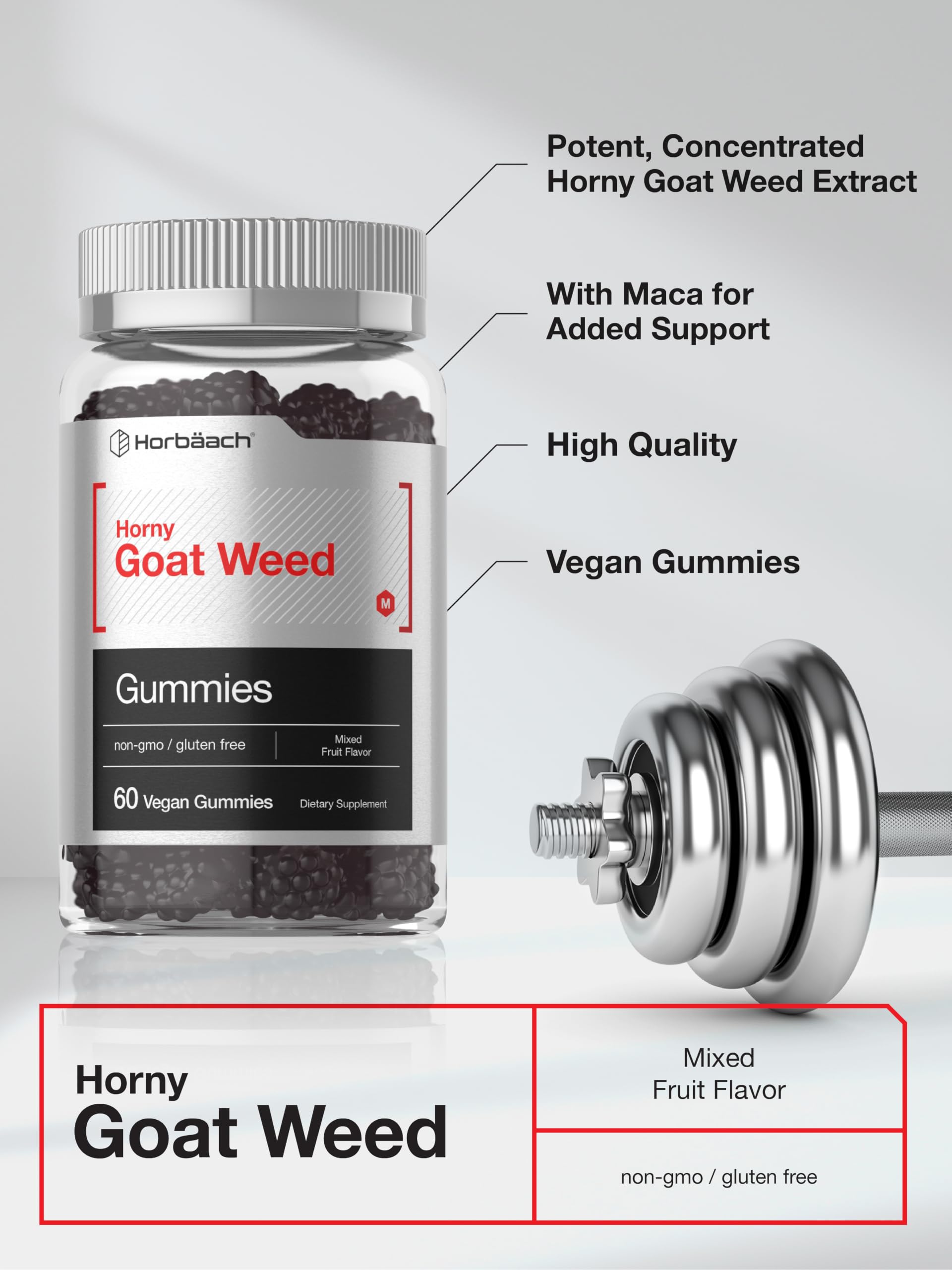 Horbäach Horny Goat Weed | 60 Gummies| Mixed Fruit Flavor — Amazon image 4