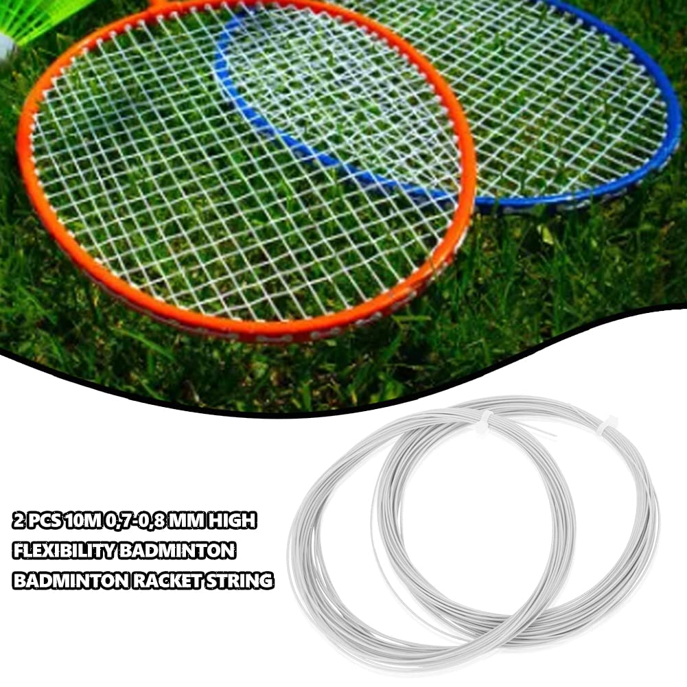 Keenso Cuerda de Raqueta de bádminton, 2 Piezas 10m de Alta flexibilidad Línea de Cuerda de bádminton Raqueta de Entrenamiento Líneas de Raqueta Accesorio de reparación de bádminton