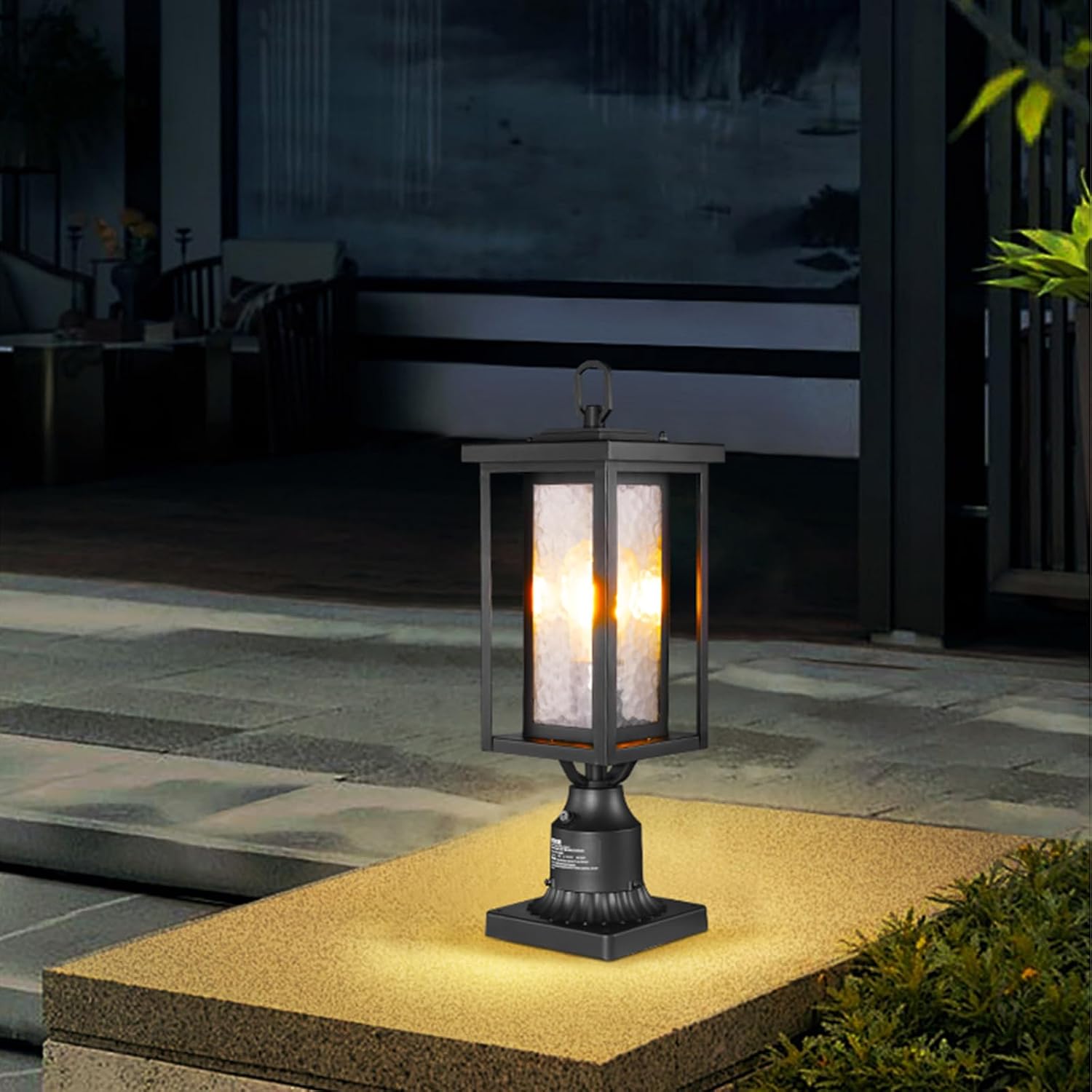 VEVOR 2 Pack Dusk to Dawn Outdoor Post Light, 19.47 in, Waterproof Lamp Post Light Fixtures with 3.5 in Pier Mount Base Glass Shade, Lightning-proof Exterior Pole Column Light for Patio Garden Pathway