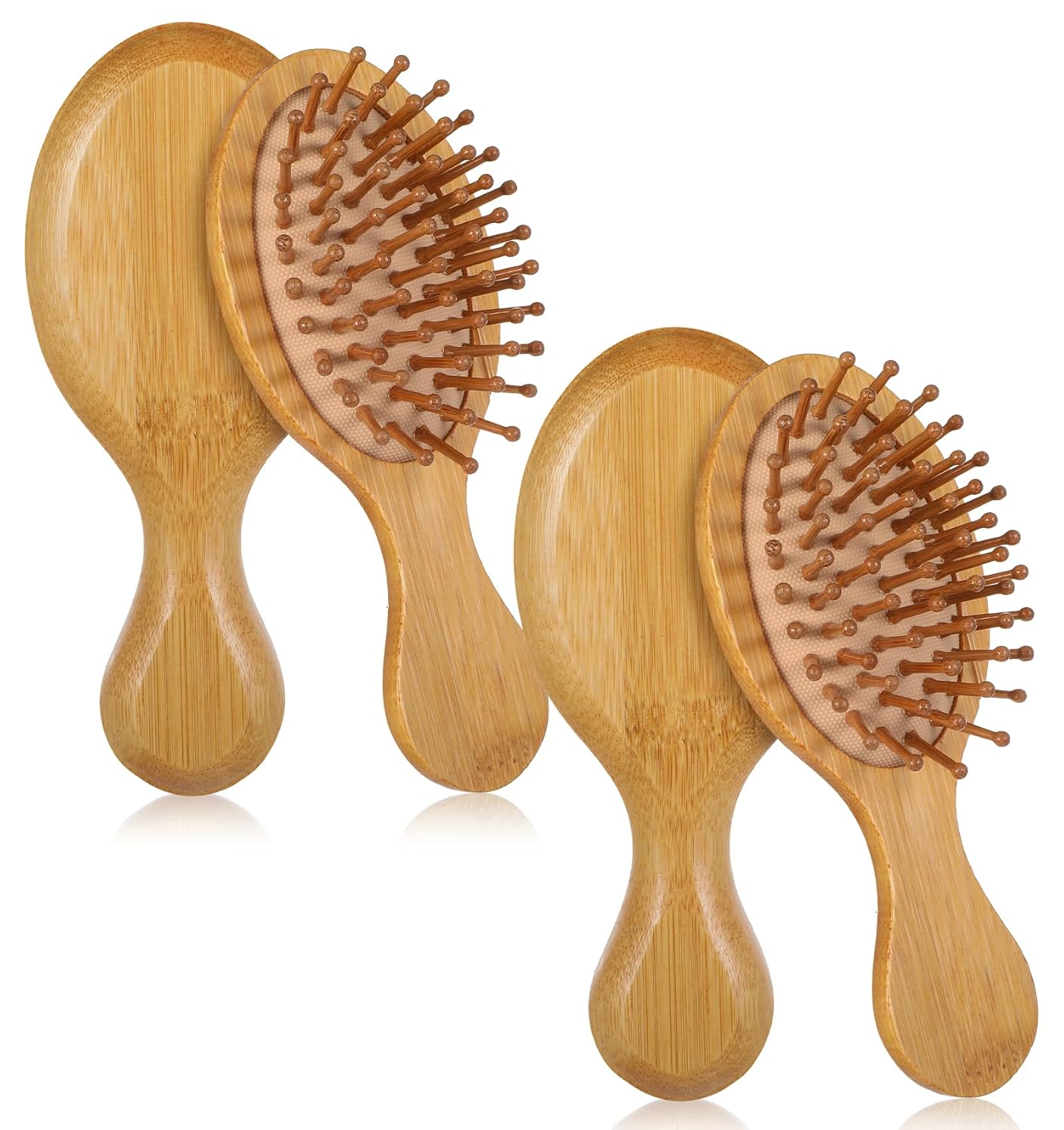 2 Pack Hamboo Hair Hrush for Hair Growth, Wooden Hairs Brush for Women & Men, Gentle Scalp Massage for Wet/Dry Hairs, Travel & Home Use