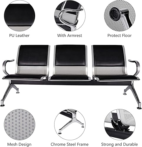 Miniatura 5 de Kinfant Silla de sala de espera - Sillas de recepción de invitados para aeropuerto, hospital, banco, salón, sala de peluquería, sala de conferencias