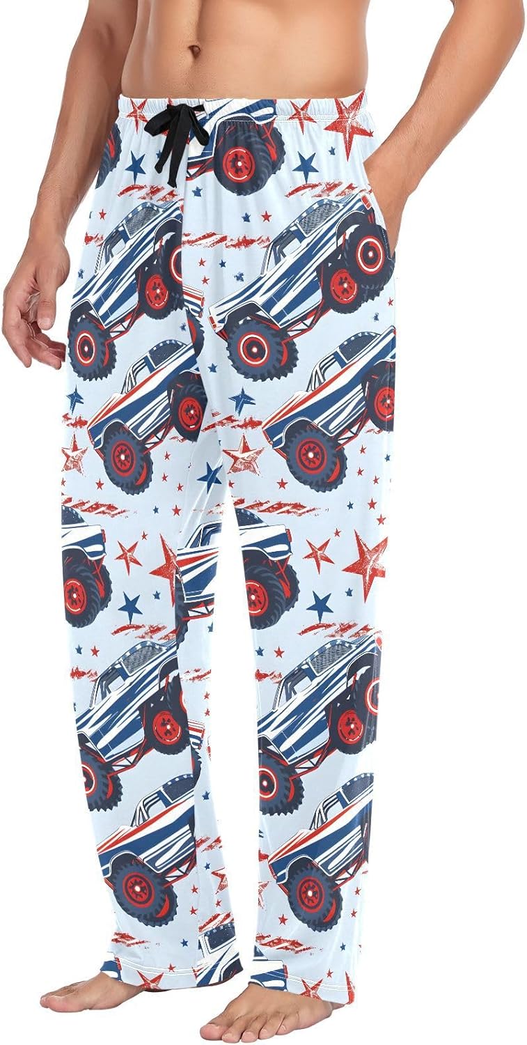 ALAZA Us Monster Truck Men's Pajama Pants Men Cotton Pajama Bottoms with Pockets, S