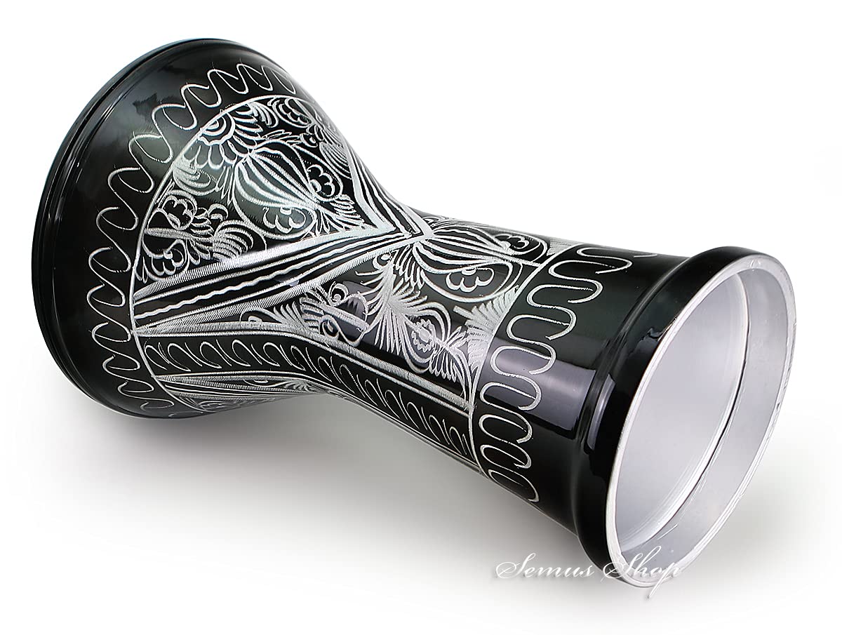 Darbuka Doumbek - Tamburo orientale professionale BASS con incisione a mano, accessori inclusi