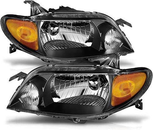 Miniatura 2 de AmeriLite Faros delanteros de cristal ámbar negro para Mazda Protege - lado del pasajero y del conductor