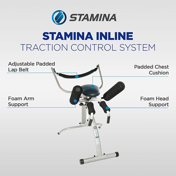 Stamina InLine Traction Control System, Back Pain Relief & Spine Decompression Machine - Stretching and Exercise Equipment for Home and Gym Workout - Portable Lower Body Fitness Stretcher