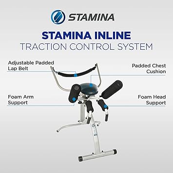 Stamina InLine Traction Control System, Back Pain Relief & Spine Decompression Machine - Stretching and Exercise Equipment for Home and Gym Workout - Portable Lower Body Fitness Stretcher
