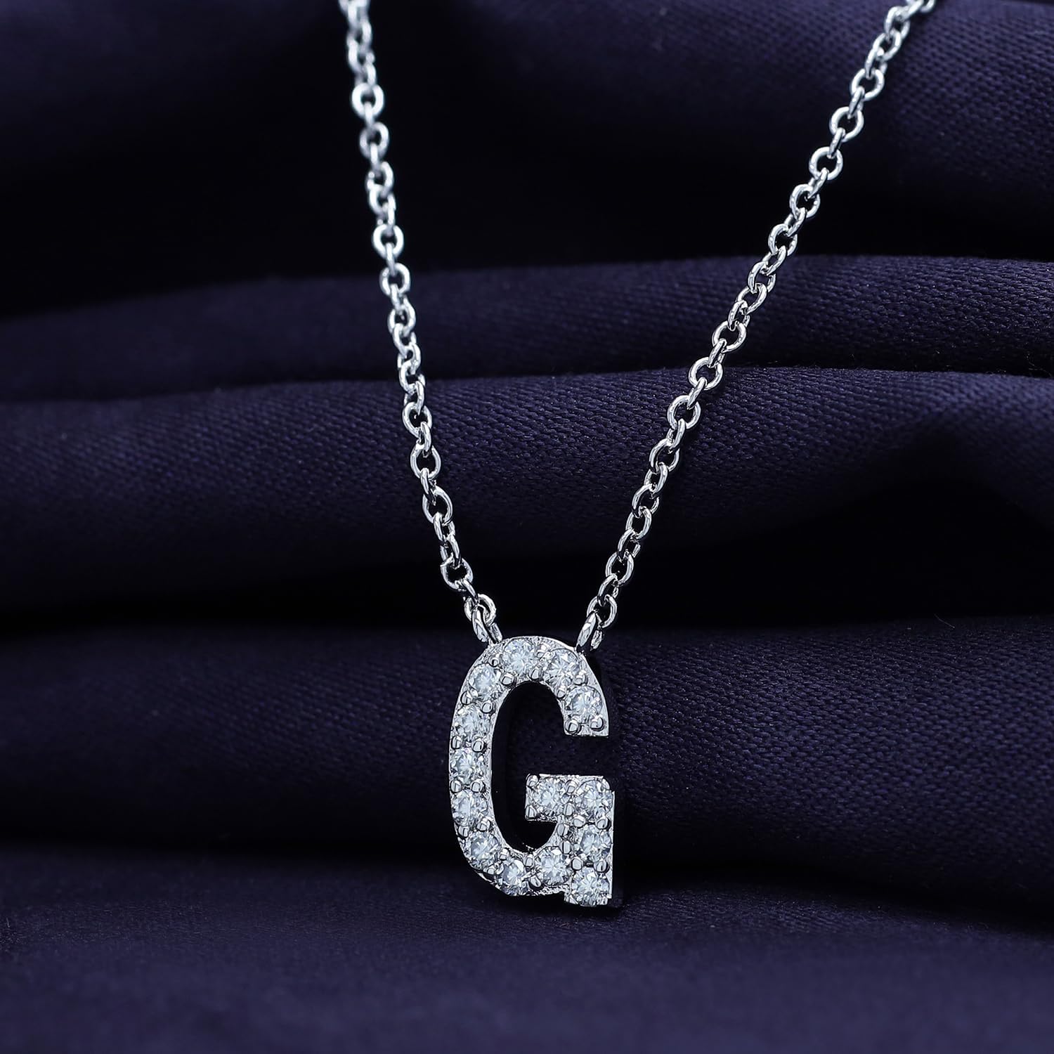 18K Gold Plated Initial Necklace | Moissanite Diamond Alphabet Necklace | Dainty Necklaces for Her | Letter A-Z Pendant Necklace |18" + 2" Adjustable Chain