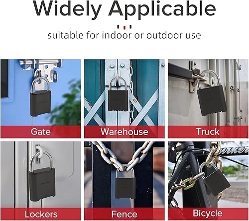 Miniatura 5 de QYKSONIC Cerradura de combinación, impermeable, negro plomizo, combinación de 4 a 8 dígitos, adecuada para exteriores, garaje, valla, almacén,
