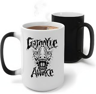 Hand Drawn Quote Gargoyle Awake Dragon Monster Gift for Fantasy Fans 11oz 15oz Color Changing Mug