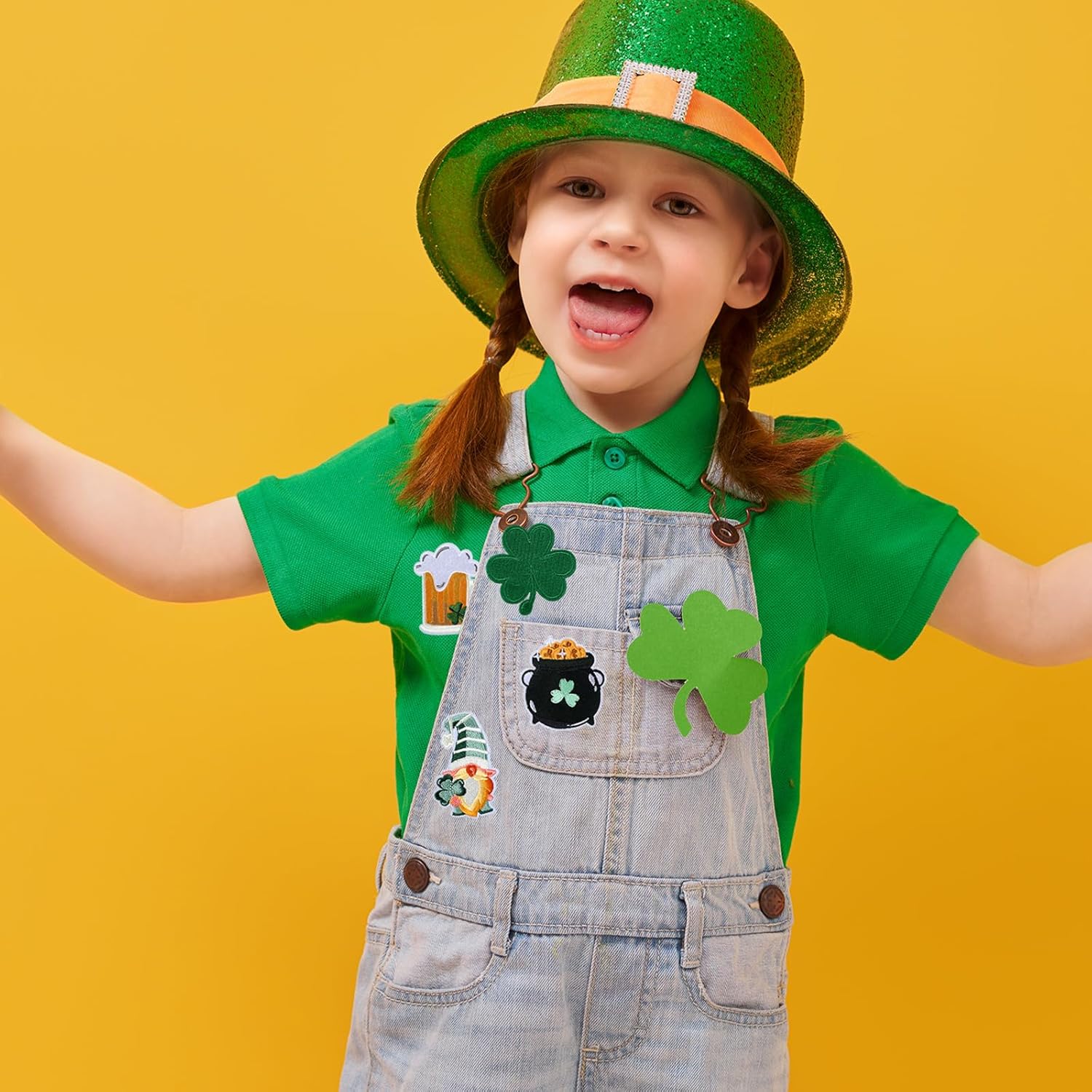 Hoolerry 14 Pcs St Patricks Day Iron on Patches Colorful Shamrock Sew on Embroidered Clover Patches DIY Crafts Gifts for Holiday Clothing Jeans Backpack Hat(Clover) - Image 4