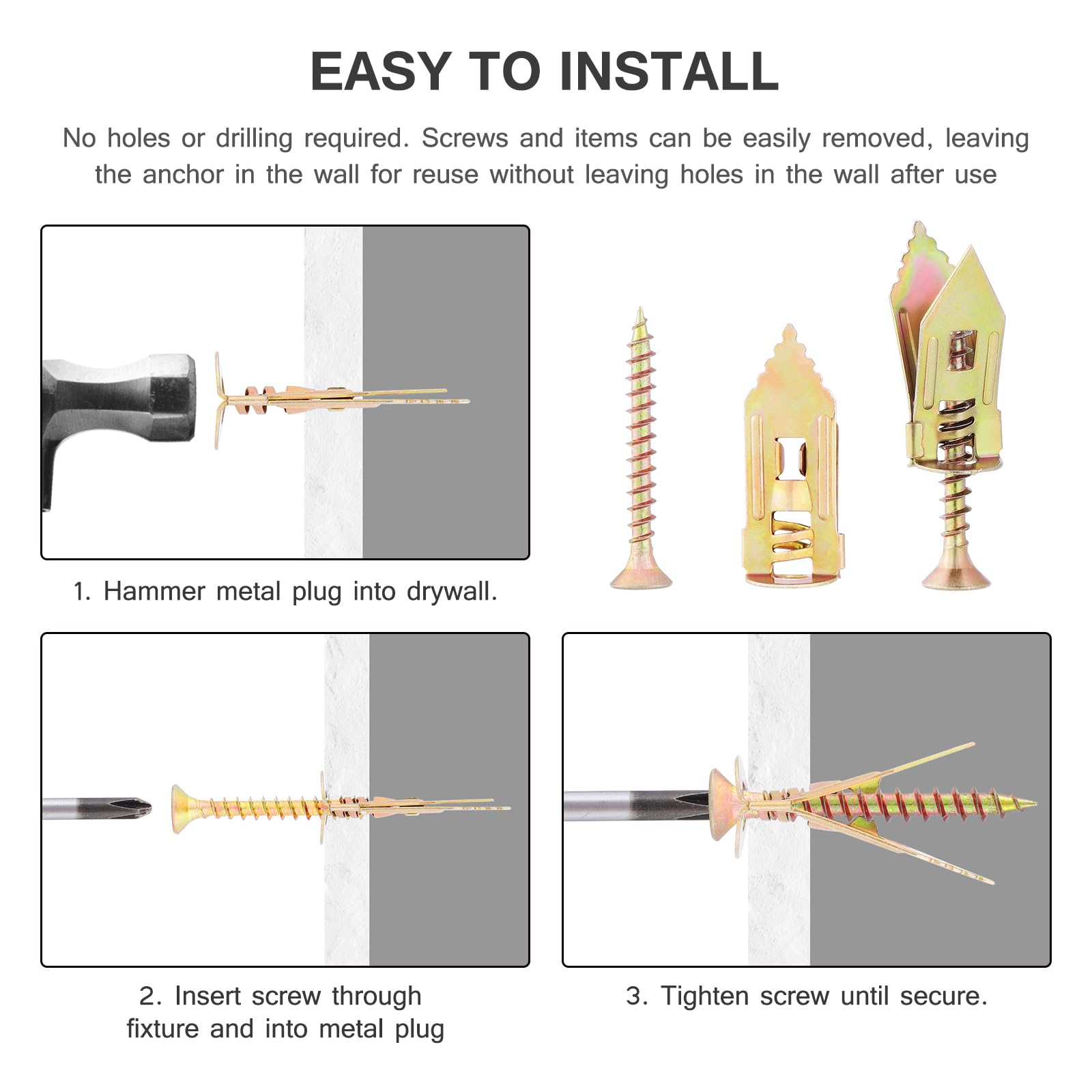 30 Tasselli Per Cartongesso Con Viti - Fissaggi Autofilettanti 13x32mm Per Pareti - Foto 9