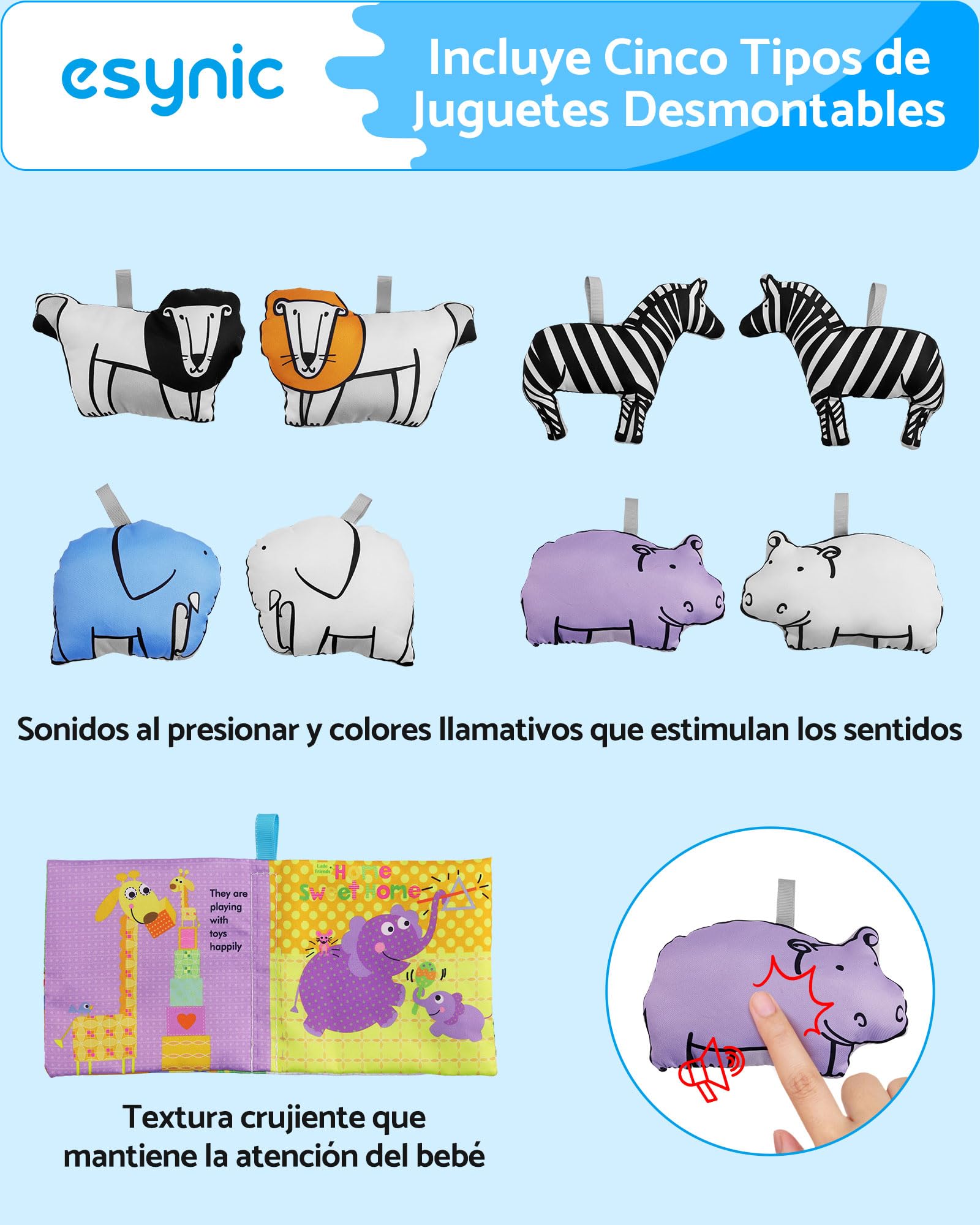 eSynic Baby Play Gym 7 en 1 con Arco y Juguetes Sensoriales Alfombra de Juegos para Bebé con Bordes de Malla Colchoneta de Actividades con Pelotas Bebé Fácil de Instalar Regalo para Recién Nacido