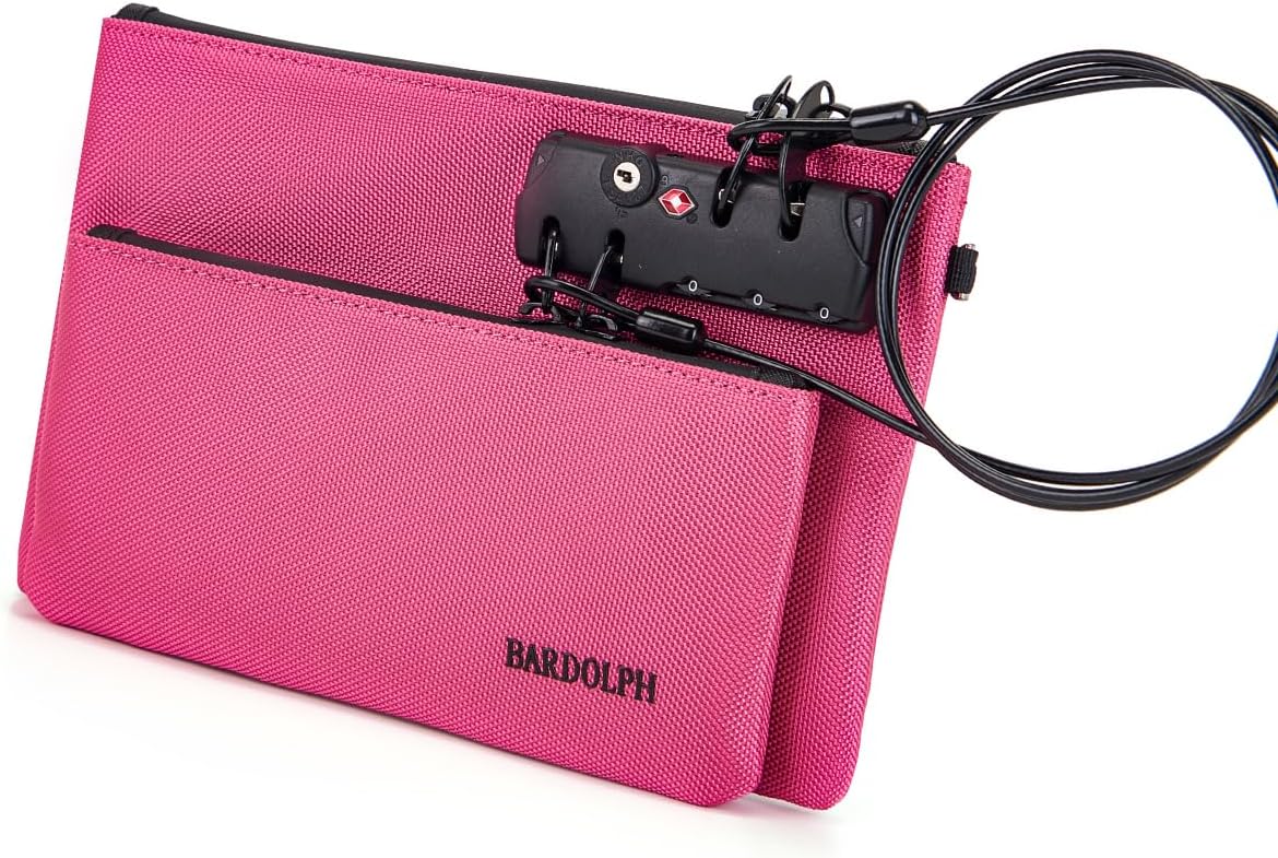 Portable Beach Lock Bag, Anti-Theft Travel Money Organizer for Mobile Phone Cash Key Document Jewelry，Personal Travel Safe (Pink)