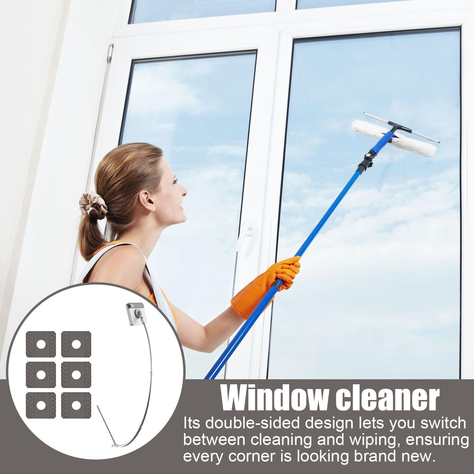 Fensterbürste mit langem Griff, Fensterreinigungsbürste mit