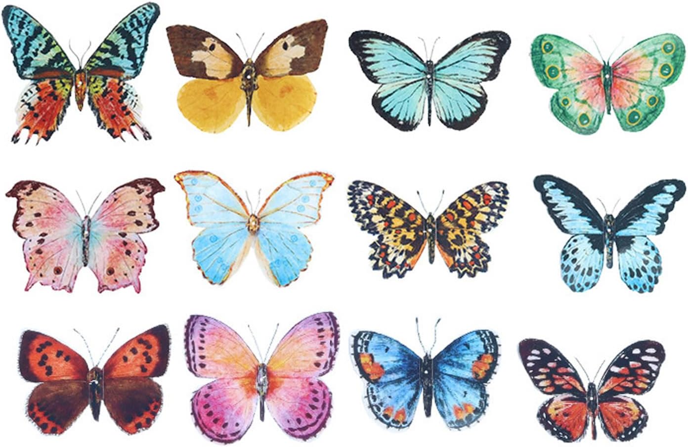 36 Pcs Watercolor Butterfly 3D Wall Stickers Butterflies Room Home Decoration Self-Adhesive Mural for Wedding DIY Decor Decals