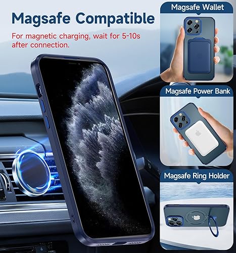 Miniatura 2 de MAGIC JOHN Funda para iPhone 11 Pro compatible con Magsafe con soporte de metal magnético a prueba de golpes de grado militar antiamarillamiento,
