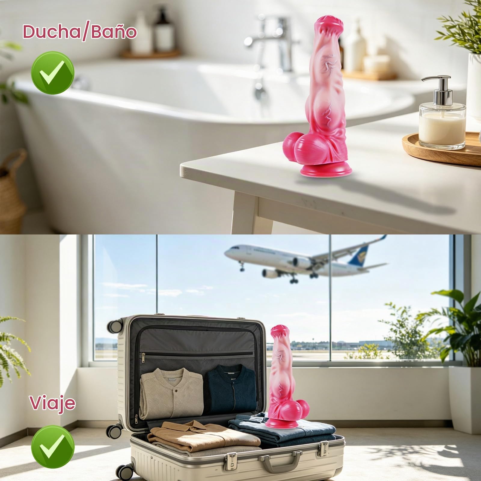 34*6,5 cm Dildo Consoladores Gigante Monstruo Caballo Knotted Ventosa, Consolador XXL Ancho Grueso Girth Dual Density Silicona Realista, Anal Próstata Punto G Fantasy Anal Plug Juguetes Sexuales Mujer