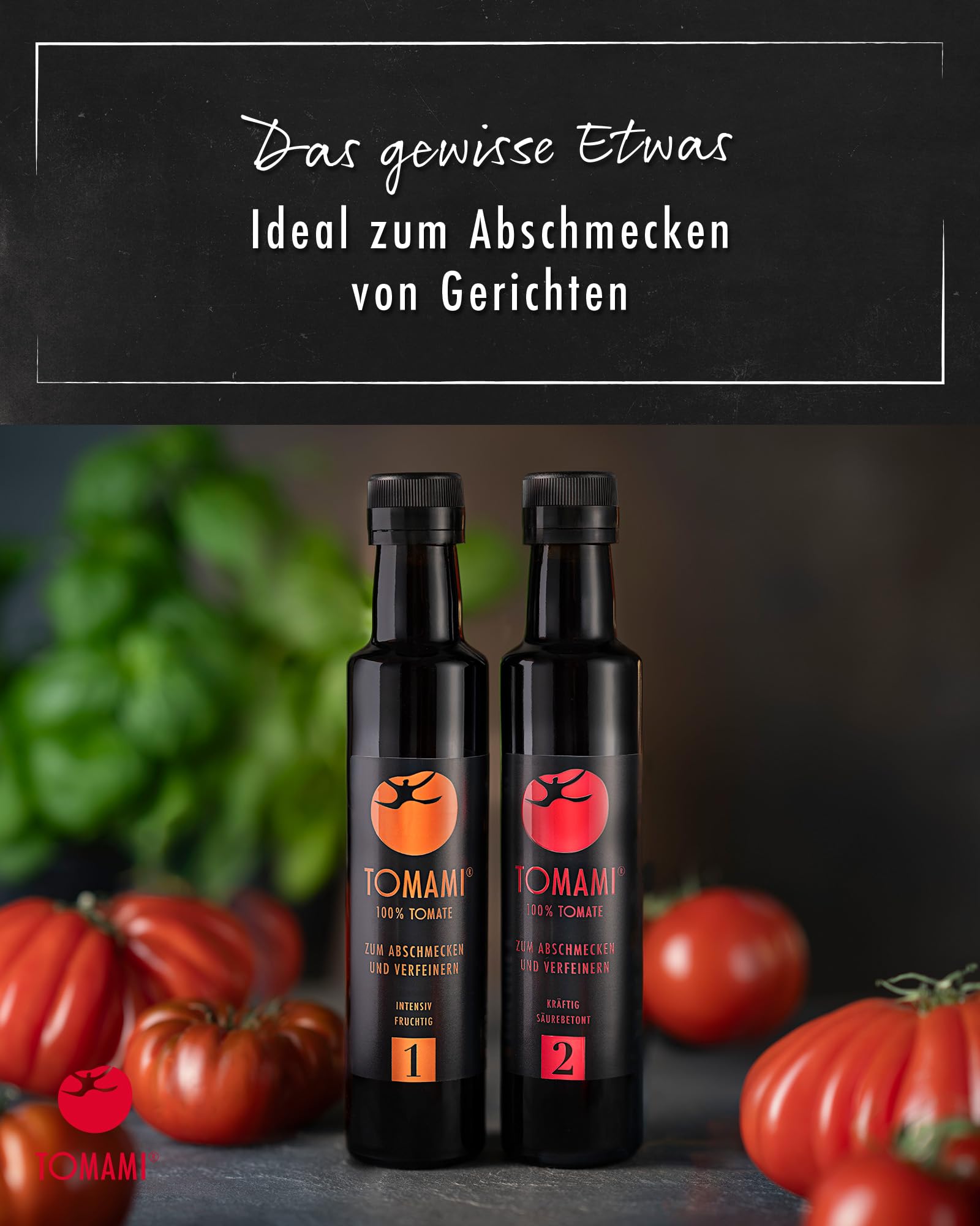 TOMAMI No.1 Umami Würzsauce 740ml -100% Tomate, Vegan, Glutenfrei, Intensiv | Laktosefrei, Sojafrei - Intensiv-fruchtiger Geschmack - Für Fleisch, Fisch & Gemüse