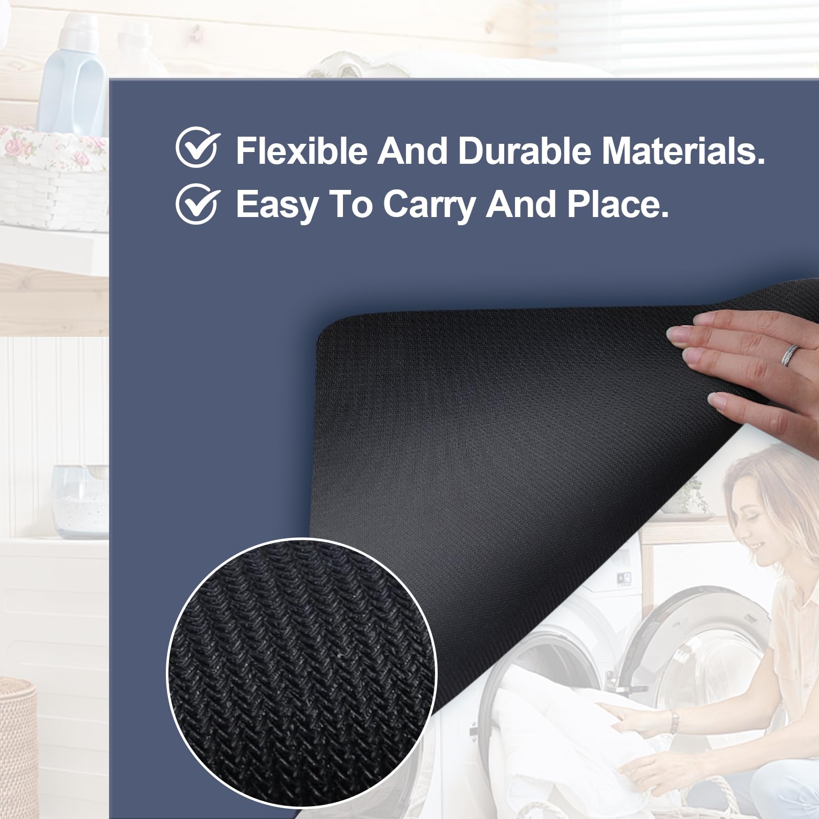 Copertura Per Lavatrice 60x60 Cm - Lavabile, Antiscivolo, Blu Scuro - Foto 9