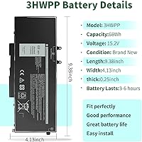Vista 2 de Batería de reemplazo de 68Wh 3HWPP para Dell Latitude 5410 5510 5501 5401 5411 5511 Precision 3541 3551, Inspiron 7706 2 en 1, Inspiron 17 7500 7506
