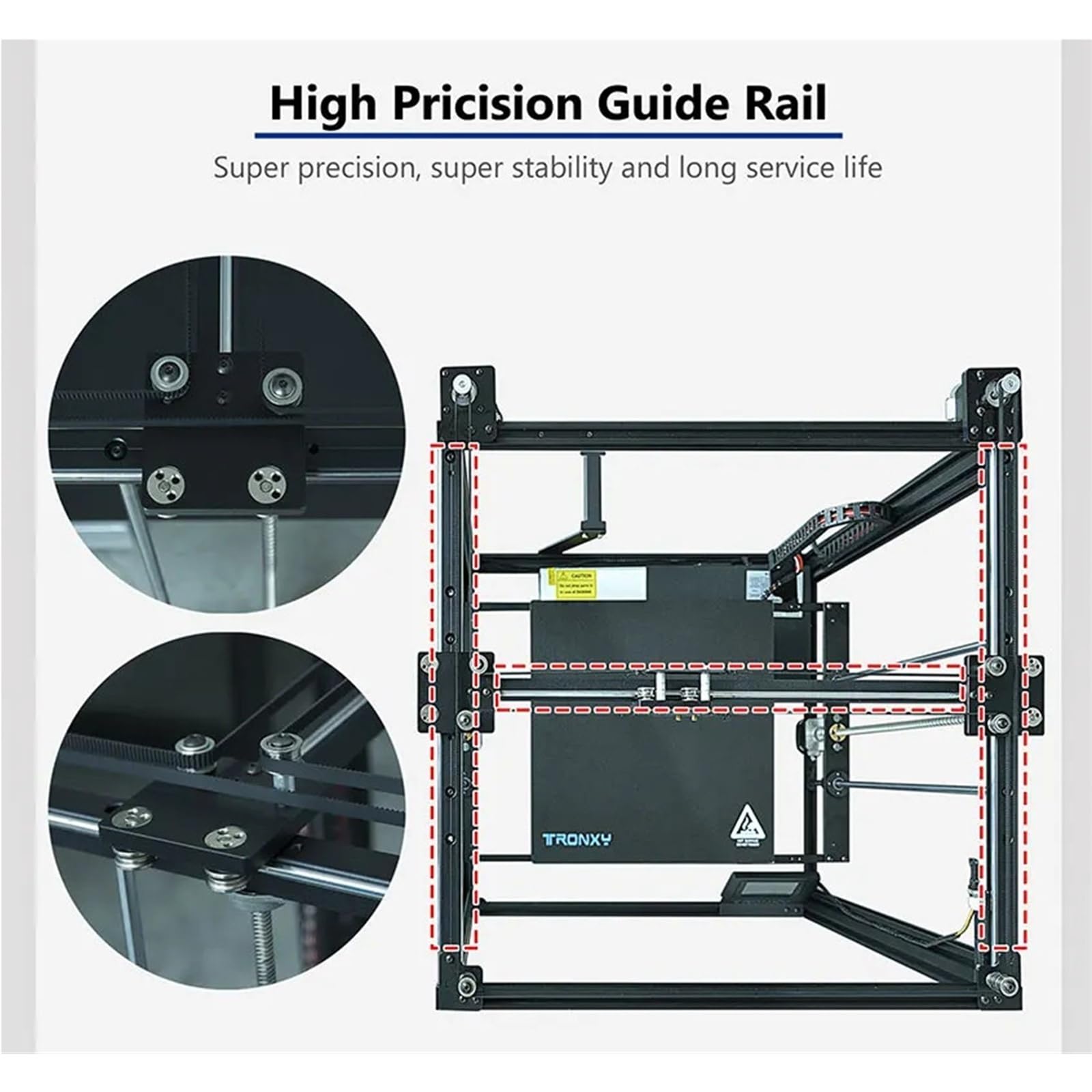 riel de guía lineal 1 carril guía lineal W30mm OSGR30 deslizador de rodillos | El riel deslizante externo de doble eje es adecuado for impresoras 3D CNC(OSGR30-6 wheel,Only 1 slider)