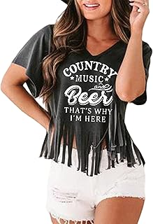 Nashville Tshirt for Women Country Concert Fringe Tops Country Music Shirts Short Sleeve Cowgirl Graphic Tees