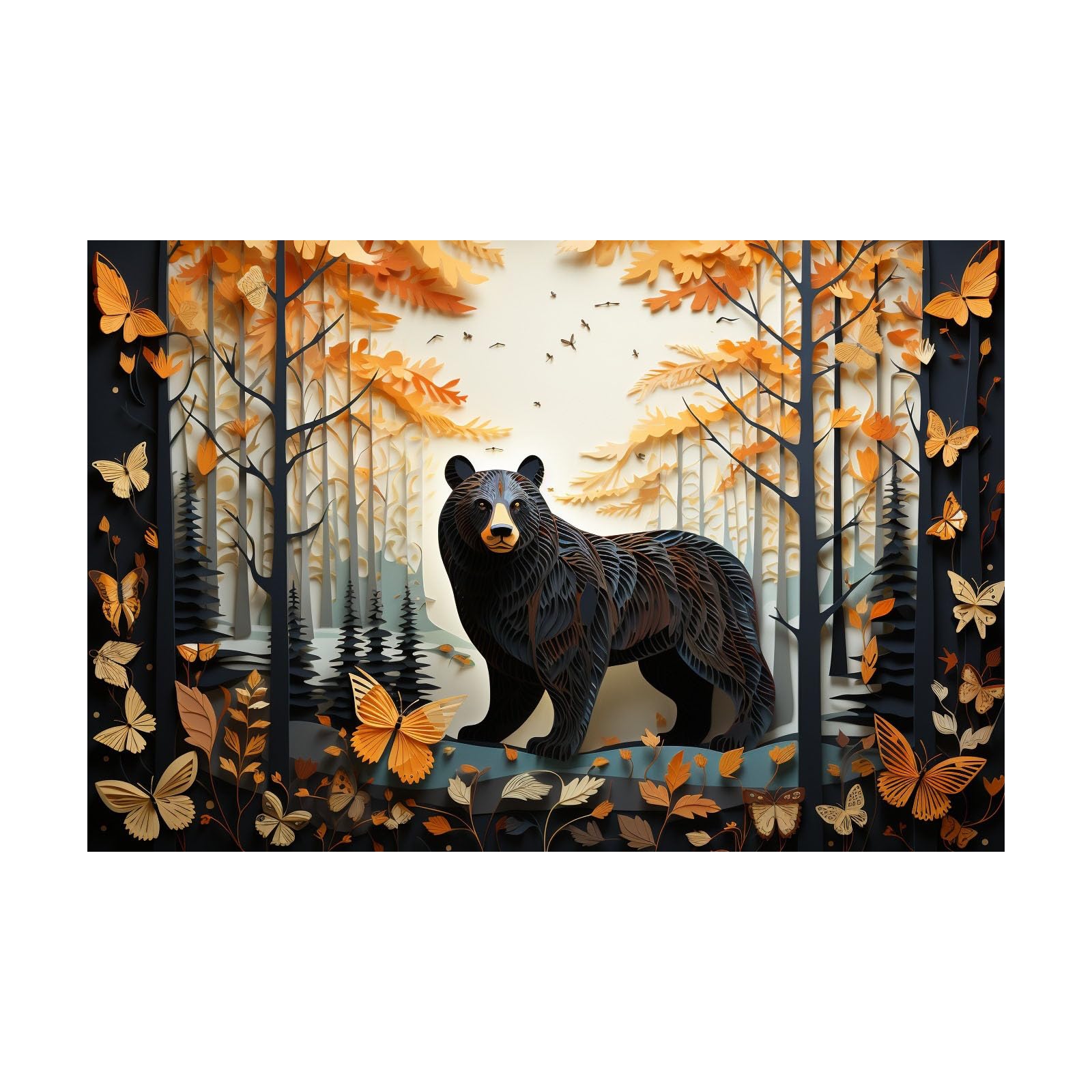 Póster de oso para baño que elimina las paredes aburridas con arte natural 8