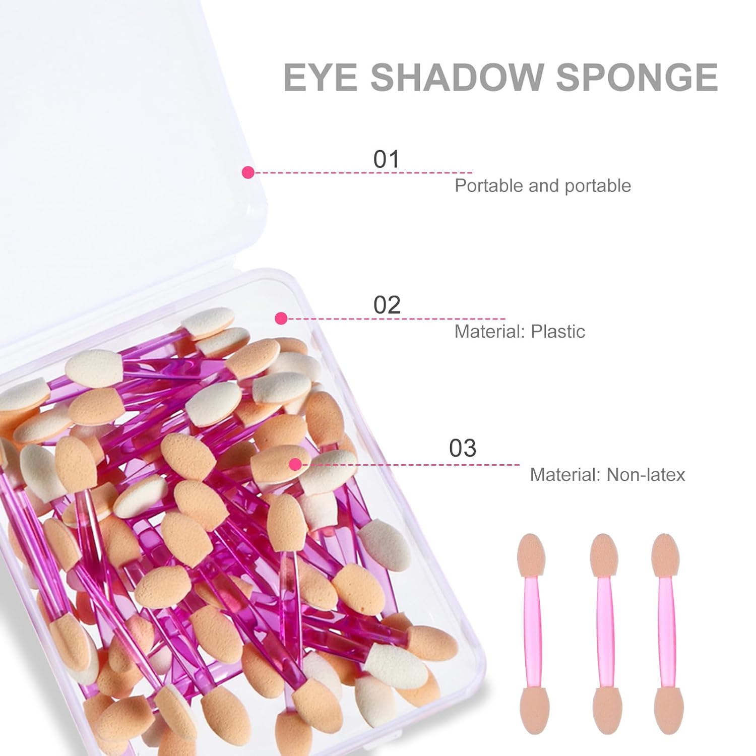 Generic 250pcs Double-ended Disposable Eyeshadow Brushes Bulk Makeup Applicators Dual-sided Sponge Tips for Professional Eye Shadow Application and Blending