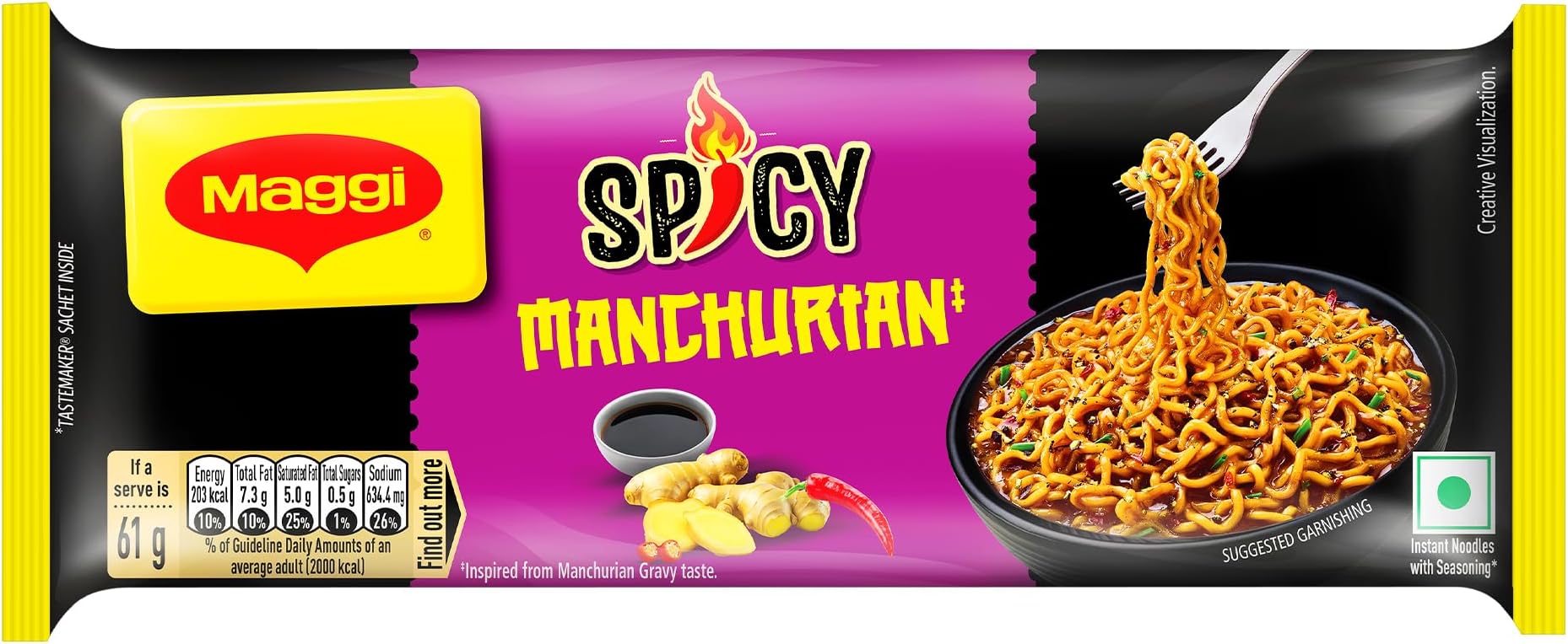 MAGGI 2-Minute Spicy Manchurian Noodles, Easy to Cook Instant Noodles, 244 grams