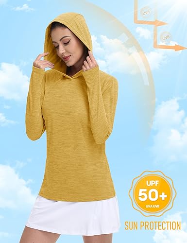 Vista 3 de MAGCOMSEN Camiseta de manga larga con protección solar UPF 50+ para mujer, de secado rápido, ligera, para senderismo y atletismo