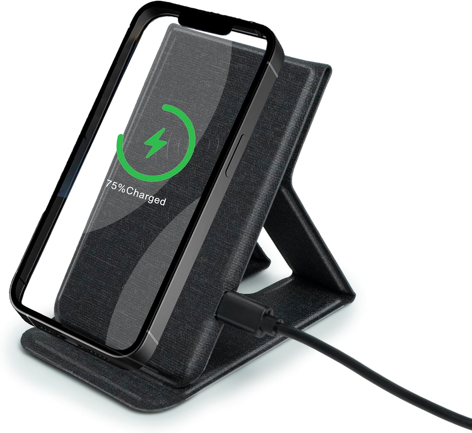 Phone Holder Wireless Charger, Foldable Phone Charger 15W, Portable Fast Wireless Charging Stand, Compatible with iPhone 15 14 13 12 Pro XS 8 Plus Galaxy S23 S22 S21 Note 20 etc（Black）