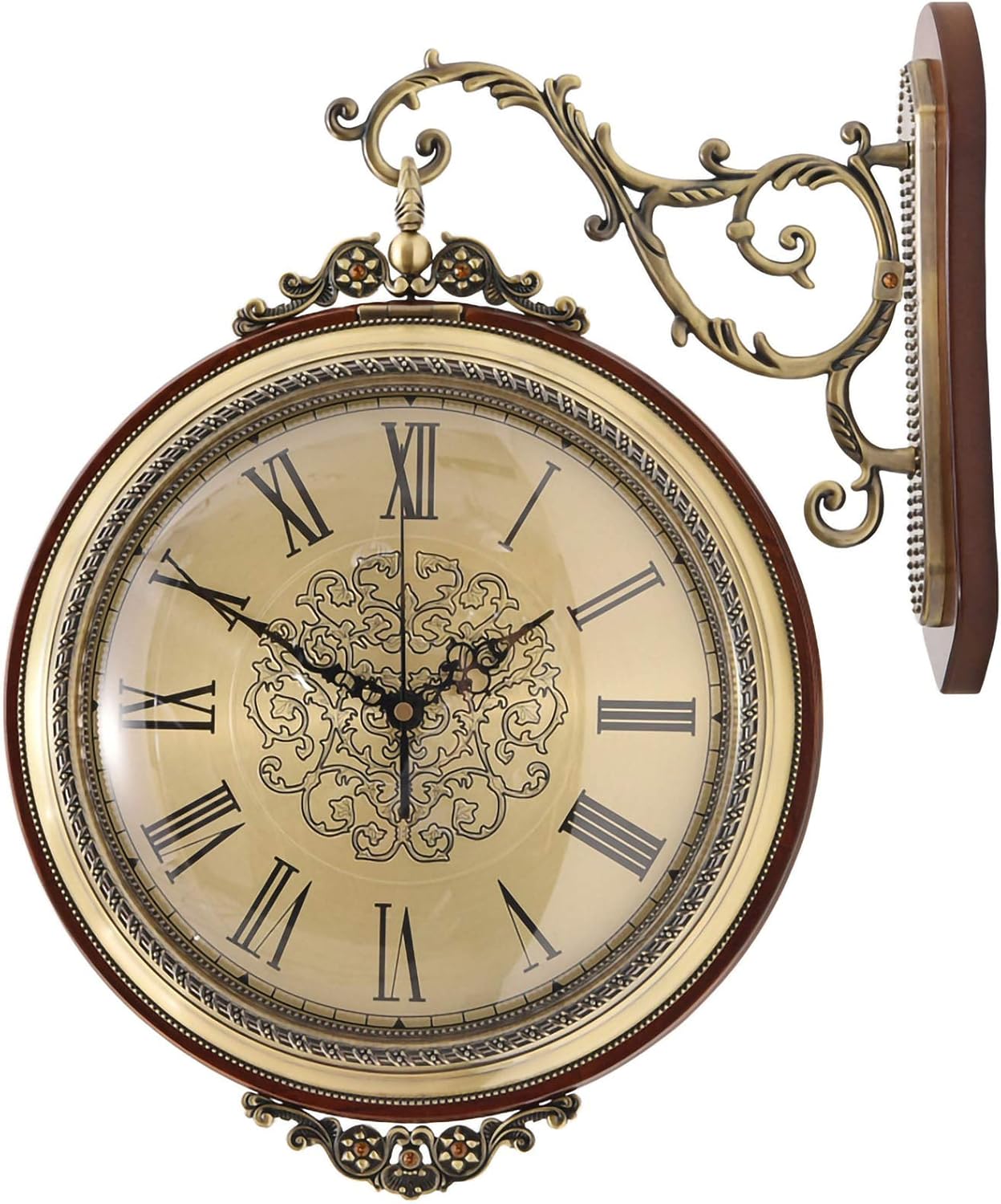 RHZTGY Clocks, Double Sided Wall Clock Retro Stand Clock