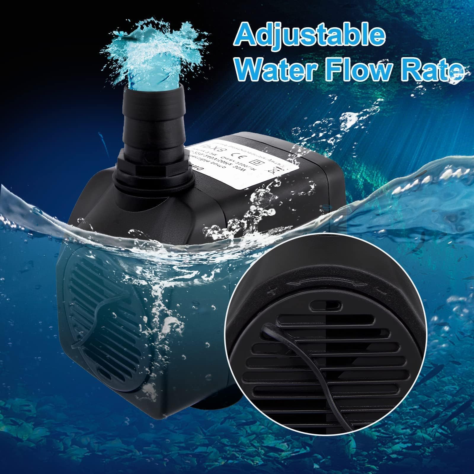 Pompa dell'acqua a immersione, 30 W, 2000 l/h, ultra silenziosa, per laghetto, fontana, acquario, giardino, fontana per esterni, per fontane, sistemi idroponici