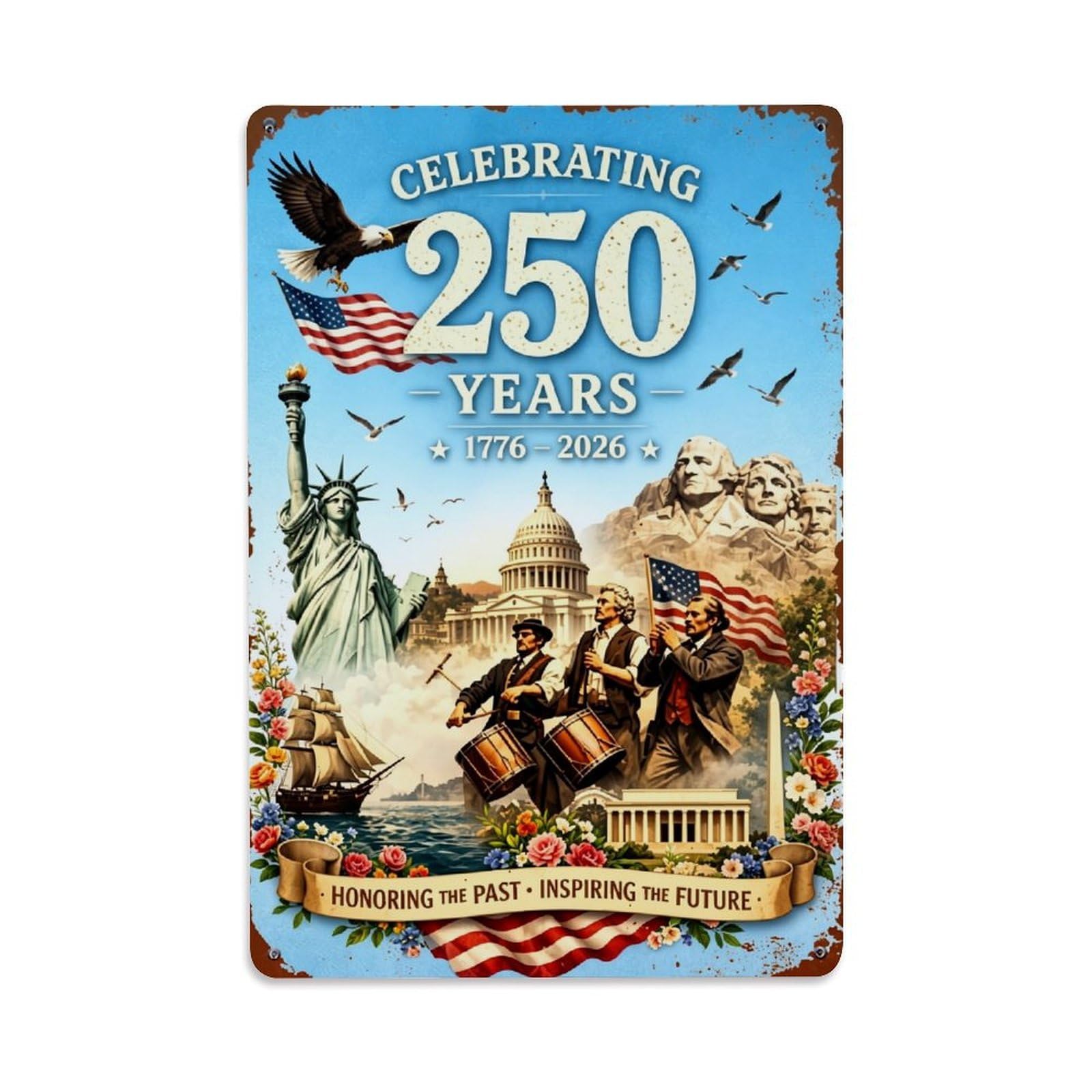 Jdfenggu Vintage Celebrating American Heritage History Freedom Unity Retro Metal Tin Sign, Decor Art Poster For Bar, Home, Man Cave, Kitchen, Laundry Room Gift 8X12inch