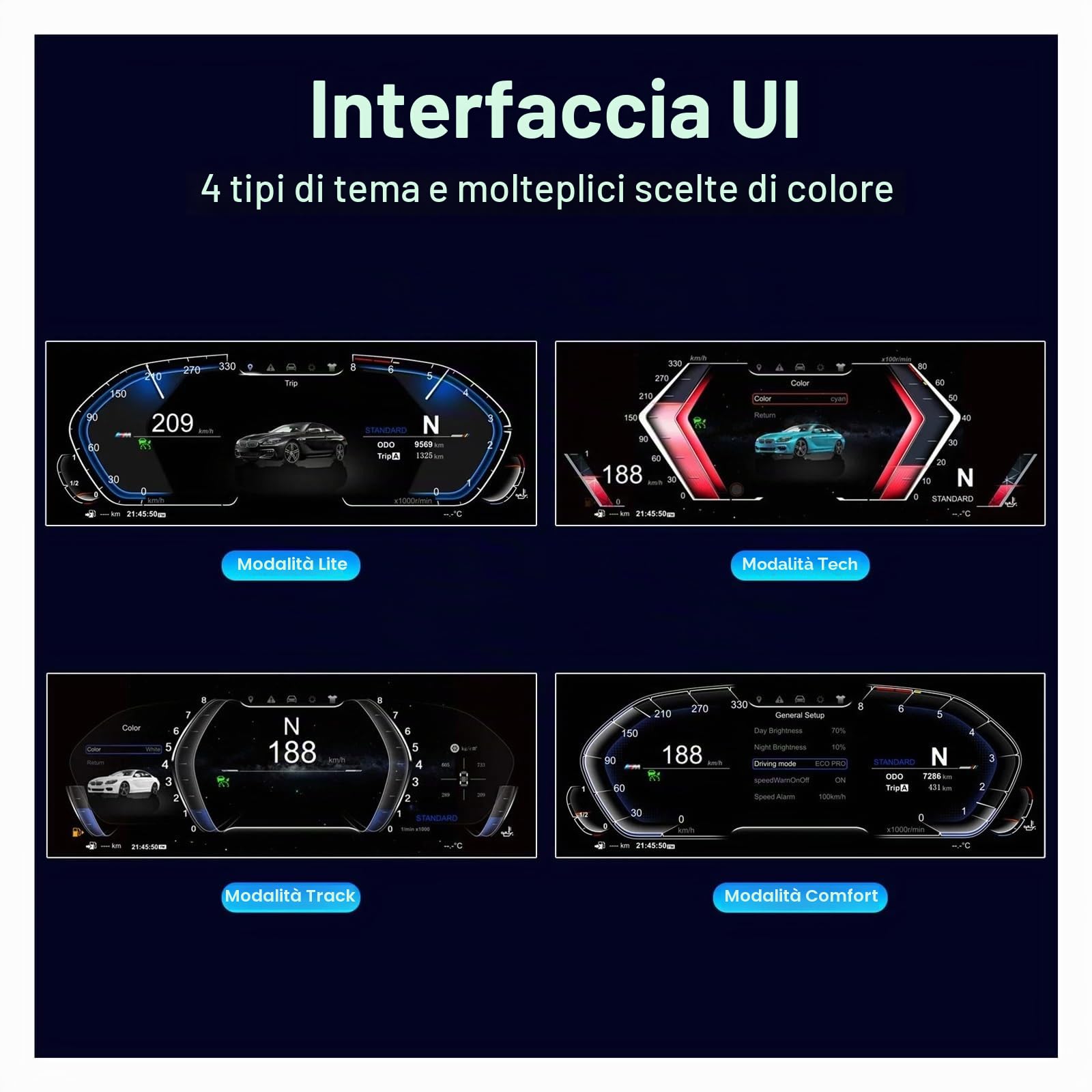 Pannello strumenti digitale compatibile con BMW X5 E70 X6 E71 (2006-2013) CIC Tachimetro Schermo HD da 12,3"1920 * 720/2S Avvio rapido/Plug&Play