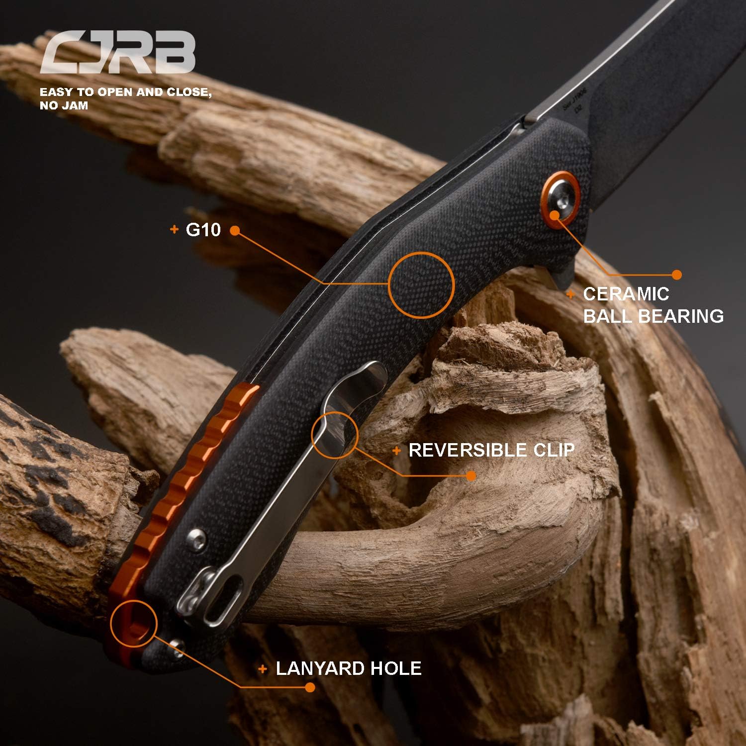CJRB Folding Knife Gobi(J1906) Stonewash D2 Steel Balde G10 Tactical Handle Pocket Folding Knife EDC