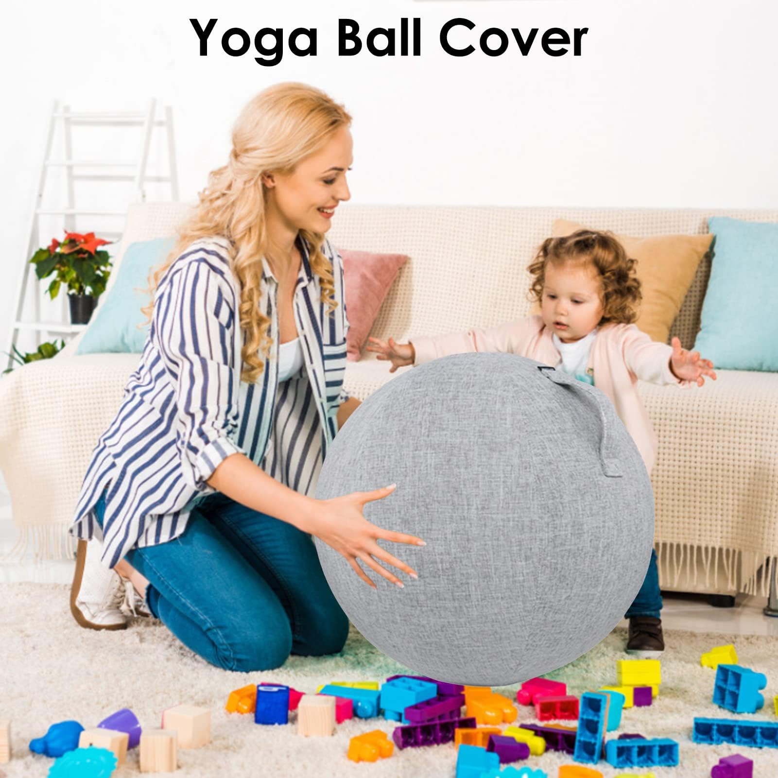 Copertura per Palla Yoga | Coperture Protettive per Palla da Yoga con Maniglia, Pelle Protettiva per Palla da Allenamento per L'equilibrio da 55 Cm
