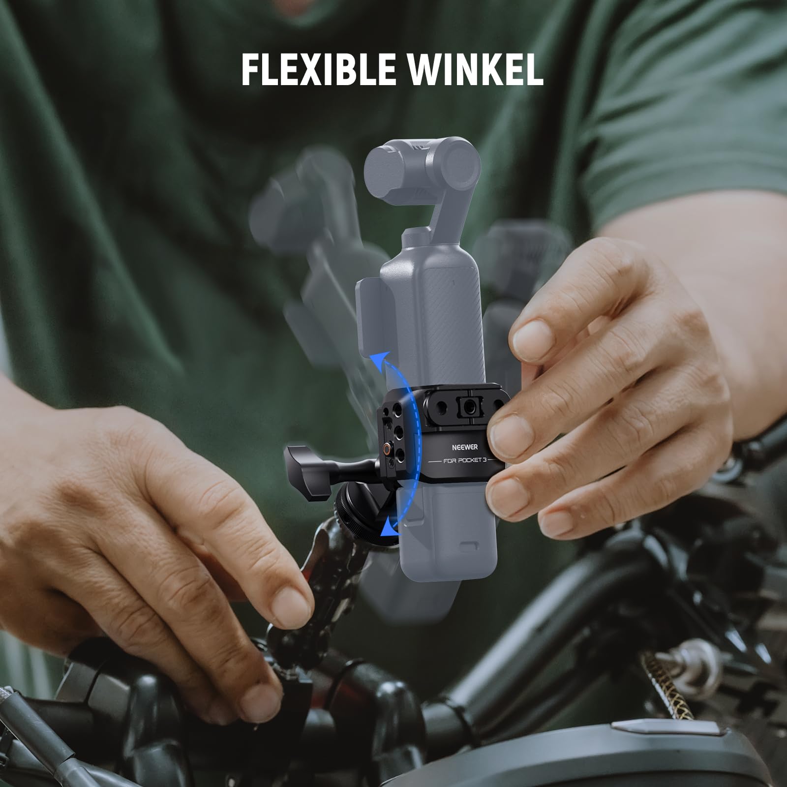 NEEWER Pocket 3 Käfig Kompatibel mit DJI Osmo Pocket 3 & Creator Combo Zubehör, Gimbal Videoaufnahme Erweiterung Rig mit Action Camera Adapter, 1/4" Gewinde, Cold Shoe, Reinigungstuch, AC009